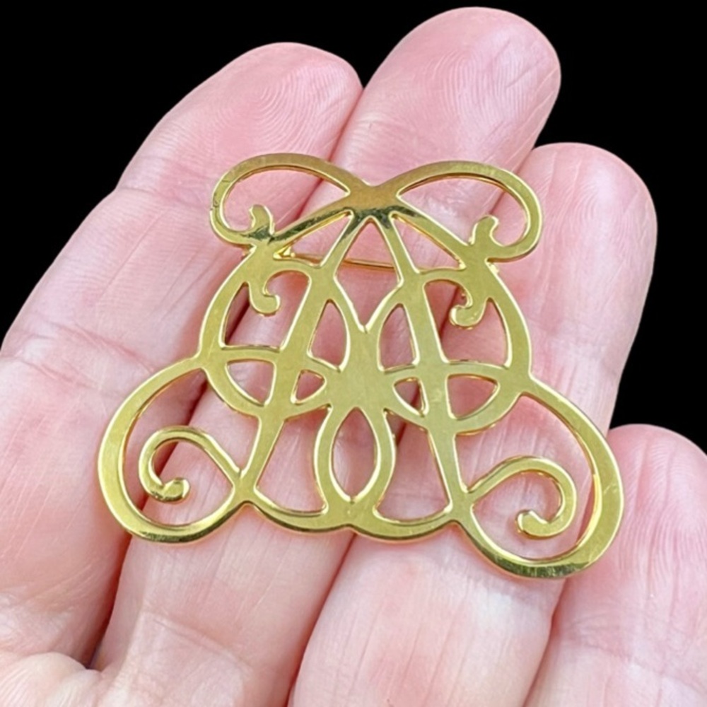24K Gold Plate on Brass Liberty Workshop Monticello Cypher Jewelry Brooch